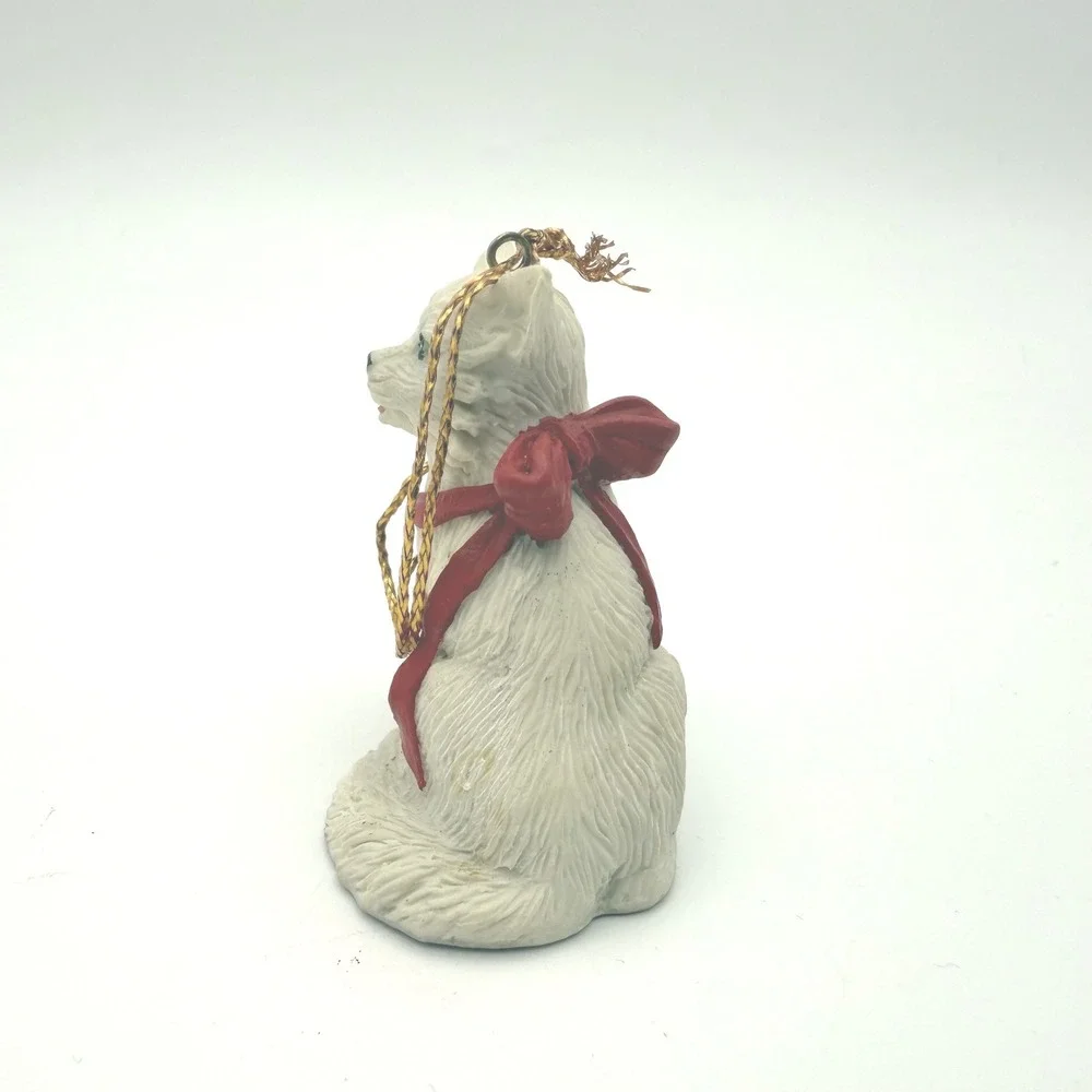 Silver Deer Christmas Animals Ornament White‎ Persian Cat 1990 Vintage